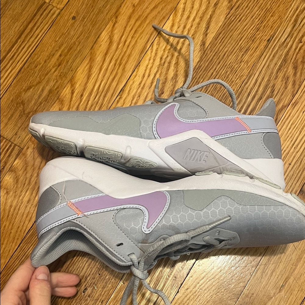 Nike Women's Gray Sneakers with Lavender Swoosh - Picture 3 of 4